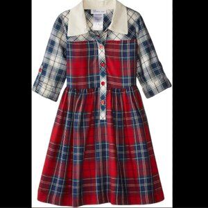 NWT Girls Bonnie Jean Two Toned Plaid 3/4 Sleeve Holiday Christmas Dress size 5